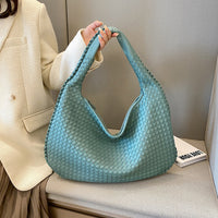 Gewebte Damenhandtasche aus Leder - Stilvolle Hobo Bag-Blau-Luzern Mode