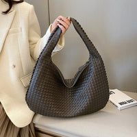 Gewebte Damenhandtasche aus Leder - Stilvolle Hobo Bag-Grau-Luzern Mode