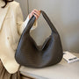 Gewebte Damenhandtasche aus Leder - Stilvolle Hobo Bag-Grau-Luzern Mode