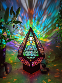 Tischlampe | Mehrfarbig Boho Stilvoll Stimmungsvoll Langlebig Glas-in-Block-Luzern Mode