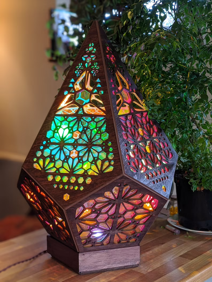Tischlampe | Mehrfarbig Boho Stilvoll Stimmungsvoll Langlebig Glas-in-Block-Luzern Mode