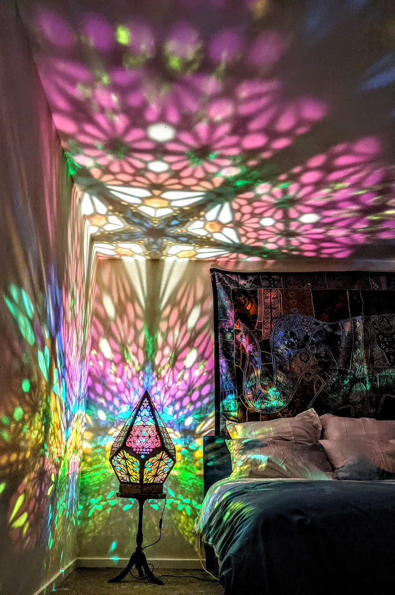 Tischlampe | Mehrfarbig Boho Stilvoll Stimmungsvoll Langlebig Glas-in-Block-Luzern Mode