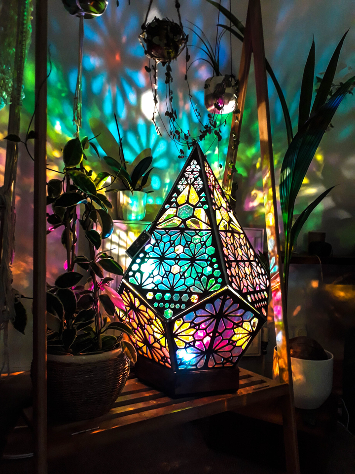 Tischlampe | Mehrfarbig Boho Stilvoll Stimmungsvoll Langlebig Glas-in-Block-Luzern Mode