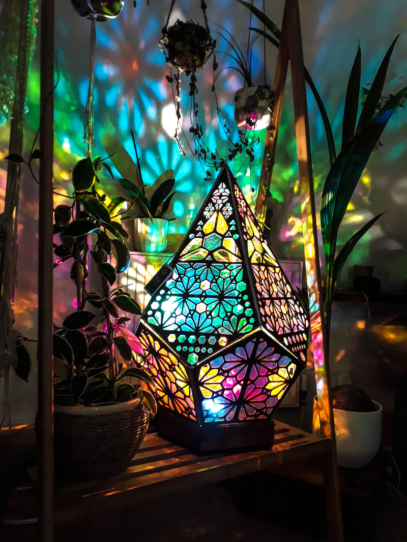Tischlampe | Mehrfarbig Boho Stilvoll Stimmungsvoll Langlebig Glas-in-Block-Luzern Mode