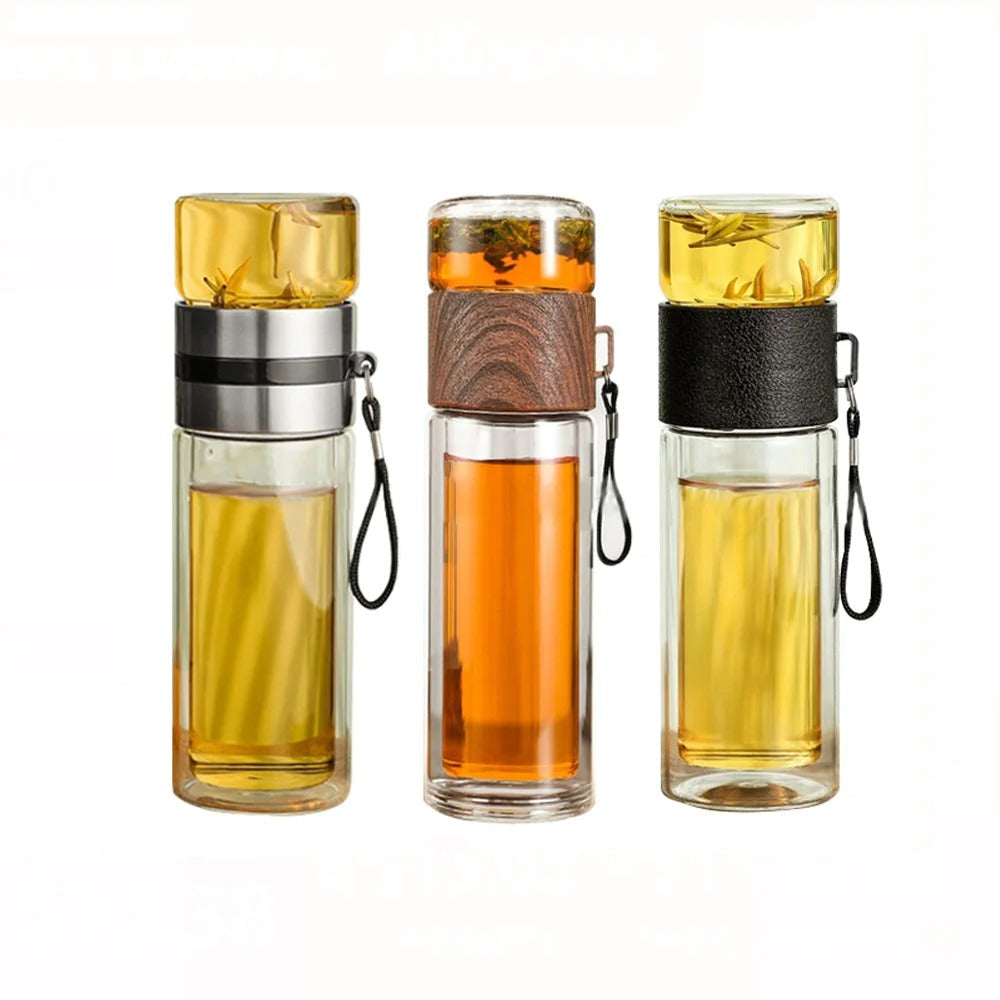 Thermoflasche | Glas | Transparent | Stilvoll | Langlebig | Isolierend | Vielseitig-Luzern Mode