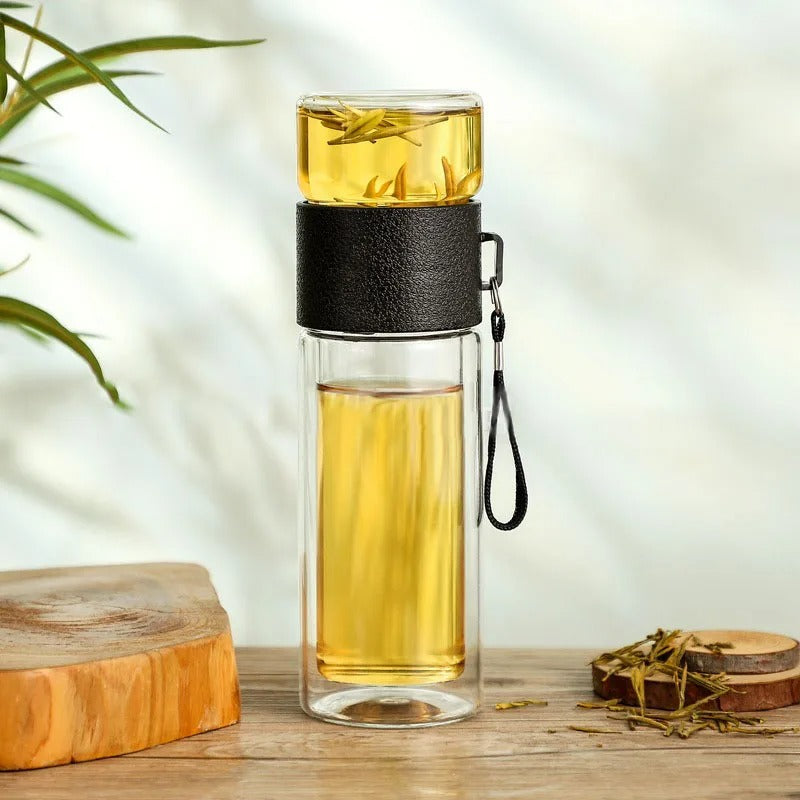 Thermoflasche | Glas | Transparent | Stilvoll | Langlebig | Isolierend | Vielseitig-Luzern Mode