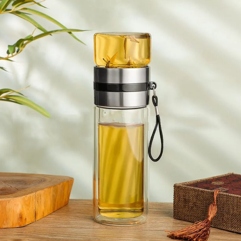 Thermoflasche | Glas | Transparent | Stilvoll | Langlebig | Isolierend | Vielseitig-Silber-Luzern Mode