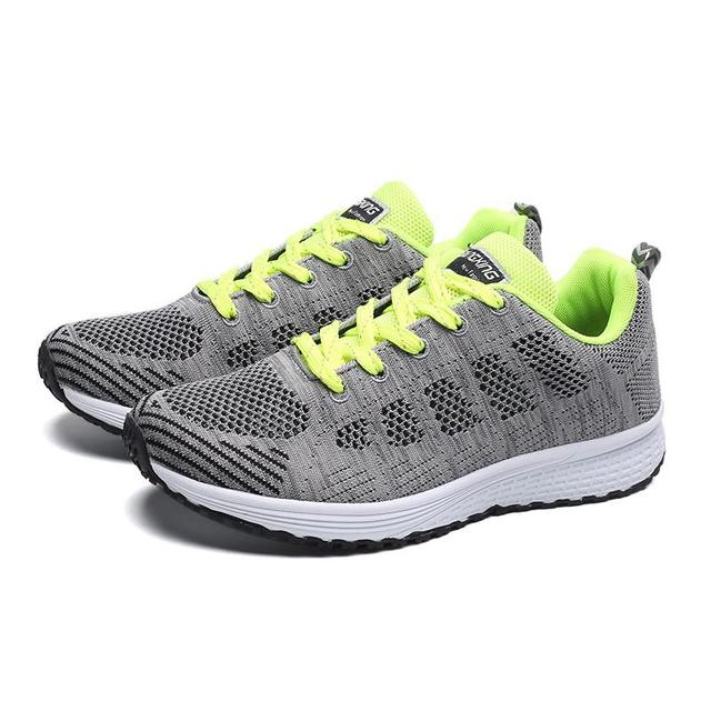 Damen Sneaker für Alltag und Sport - Bequeme Laufschuhe-Grau & Grün-35-Luzern Mode