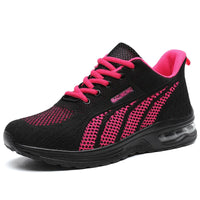 Damen Laufschuhe mit Luftpolster und Atmungsaktivem Mesh-Schwarz-Rosa-35-Luzern Mode