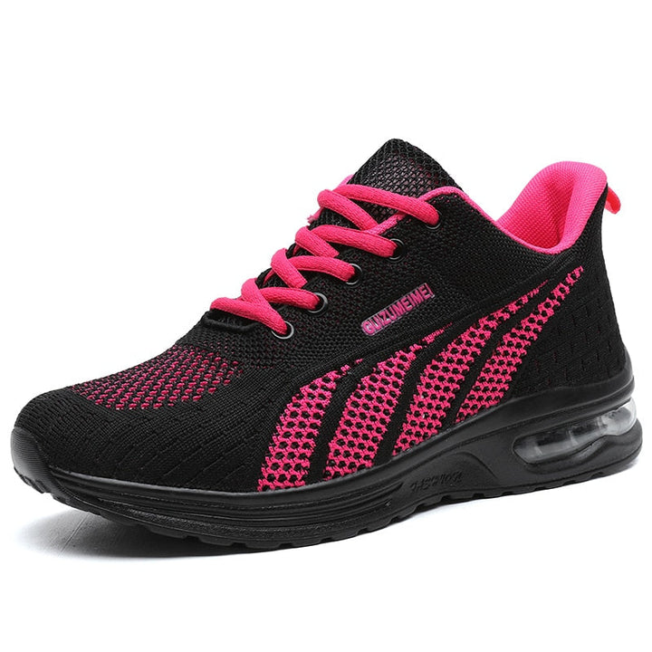 Damen Laufschuhe mit Luftpolster und Atmungsaktivem Mesh-Schwarz-Rosa-35-Luzern Mode