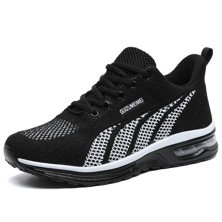 Damen Laufschuhe mit Luftpolster und Atmungsaktivem Mesh-Schwarz-Weiß-35-Luzern Mode