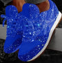 Damen Sneaker Glitzer | Trendy Schuhe Alltag Party | Komfort | Rutschfest-Blau-35-Luzern Mode