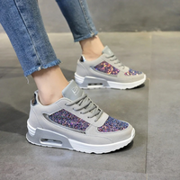 Damen Sneaker Atmungsaktiv Leicht Sport Laufschuhe-Grau-Lila-35-Luzern Mode
