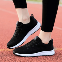 Damen Sneaker Atmungsaktiv Leicht Sport Laufschuhe-Schwarz-35-Luzern Mode