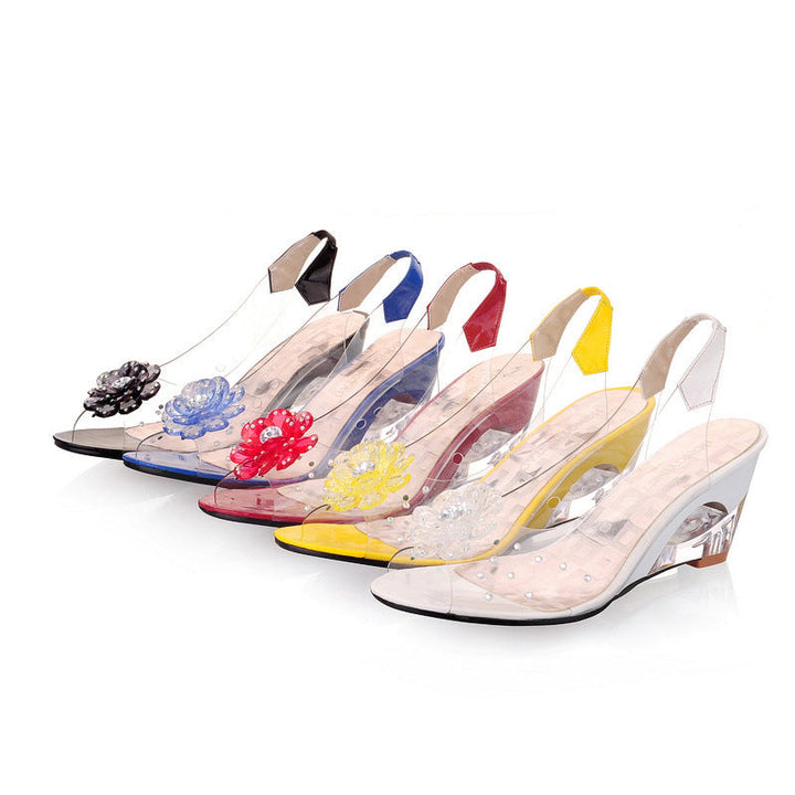 Damen Sandaletten | Fersenriemen | 7cm Höhe | Fischmund | Glitzernd-Luzern Mode