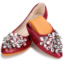 Damen Ballerinas mit Strasssteinen für Hochzeit und Party-Rot-36-Luzern Mode