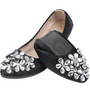 Damen Ballerinas mit Strasssteinen für Hochzeit und Party-Schwarz-36-Luzern Mode