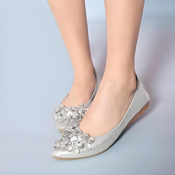 Damen Ballerinas mit Strasssteinen für Hochzeit und Party-Luzern Mode