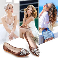 Damen Ballerinas mit Strasssteinen für Hochzeit und Party-Luzern Mode