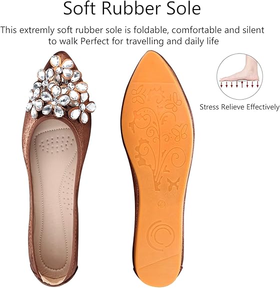 Damen Ballerinas mit Strasssteinen für Hochzeit und Party-Luzern Mode