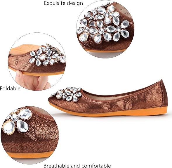 Damen Ballerinas mit Strasssteinen für Hochzeit und Party-Luzern Mode