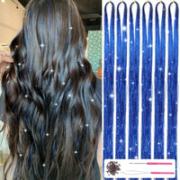 Glitzernde Haarsträhnen Extensions - 1200+ Strähnen Set-Blau-Luzern Mode