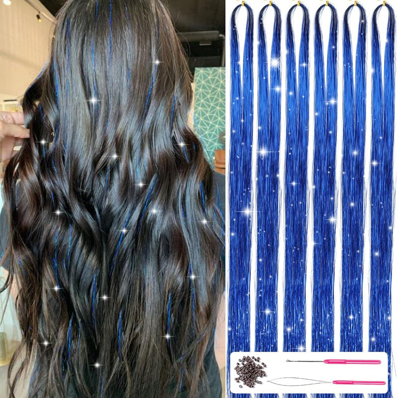 Glitzernde Haarsträhnen Extensions - 1200+ Strähnen Set-Blau-Luzern Mode