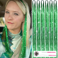 Glitzernde Haarsträhnen Extensions - 1200+ Strähnen Set-Grün-Luzern Mode