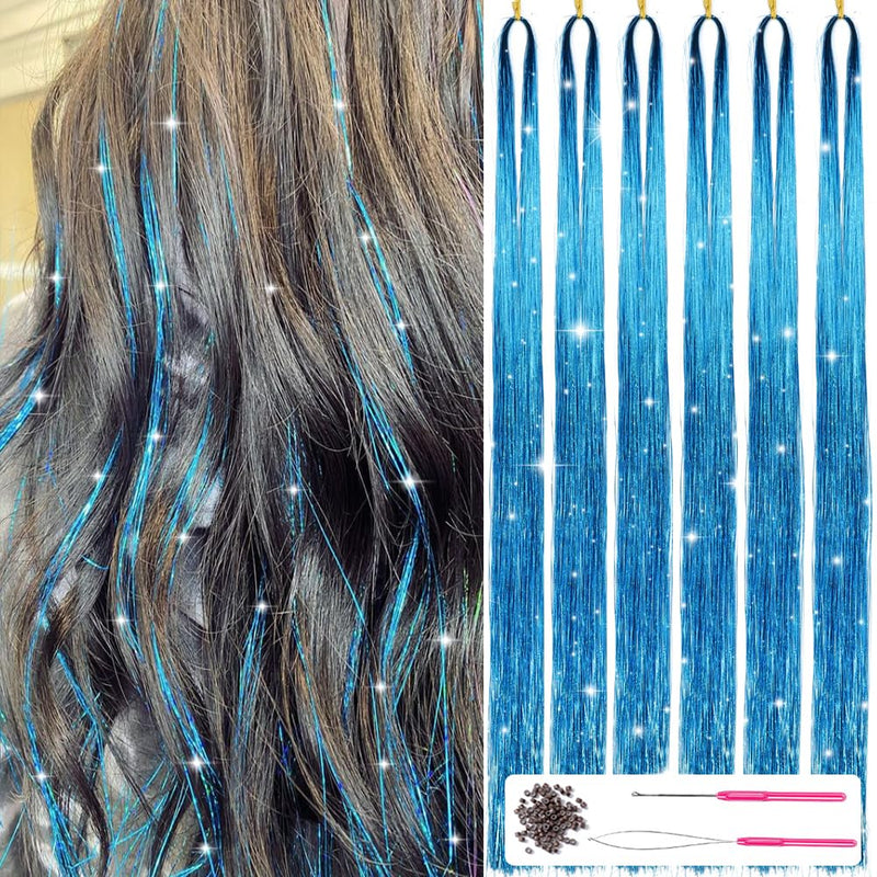 Glitzernde Haarsträhnen Extensions - 1200+ Strähnen Set-Himmelblau-Luzern Mode