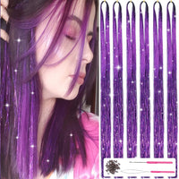 Glitzernde Haarsträhnen Extensions - 1200+ Strähnen Set-Lila-Luzern Mode
