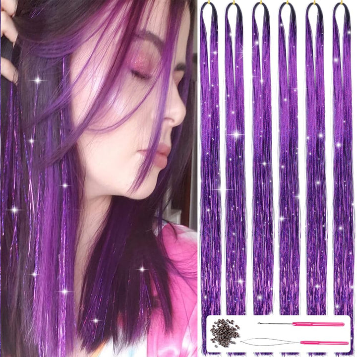 Glitzernde Haarsträhnen Extensions - 1200+ Strähnen Set-Lila-Luzern Mode