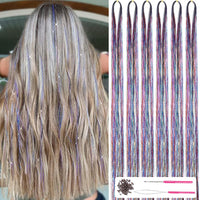 Glitzernde Haarsträhnen Extensions - 1200+ Strähnen Set-Regenbogen-Luzern Mode