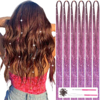 Glitzernde Haarsträhnen Extensions - 1200+ Strähnen Set-Rosa-Luzern Mode