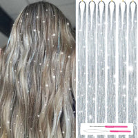 Glitzernde Haarsträhnen Extensions - 1200+ Strähnen Set-Silber-Luzern Mode