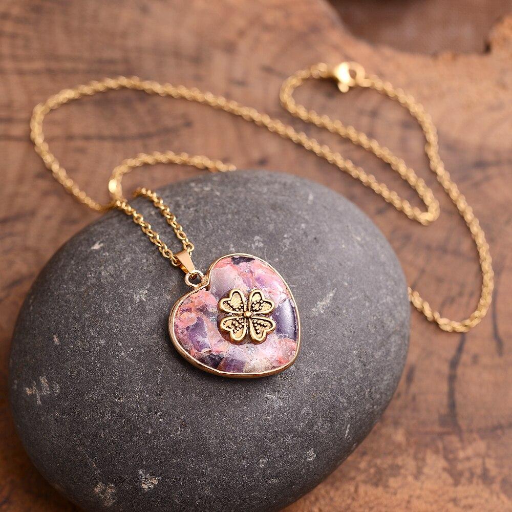Kette mit Herzanhänger | Kleeblatt | Glück | Regalith | Positiv-Rosa-Luzern Mode