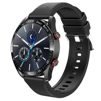 Herren Smartwatch mit Fitness-Tracker und Herzfrequenzmesser-Schwarz Leder-Luzern Mode