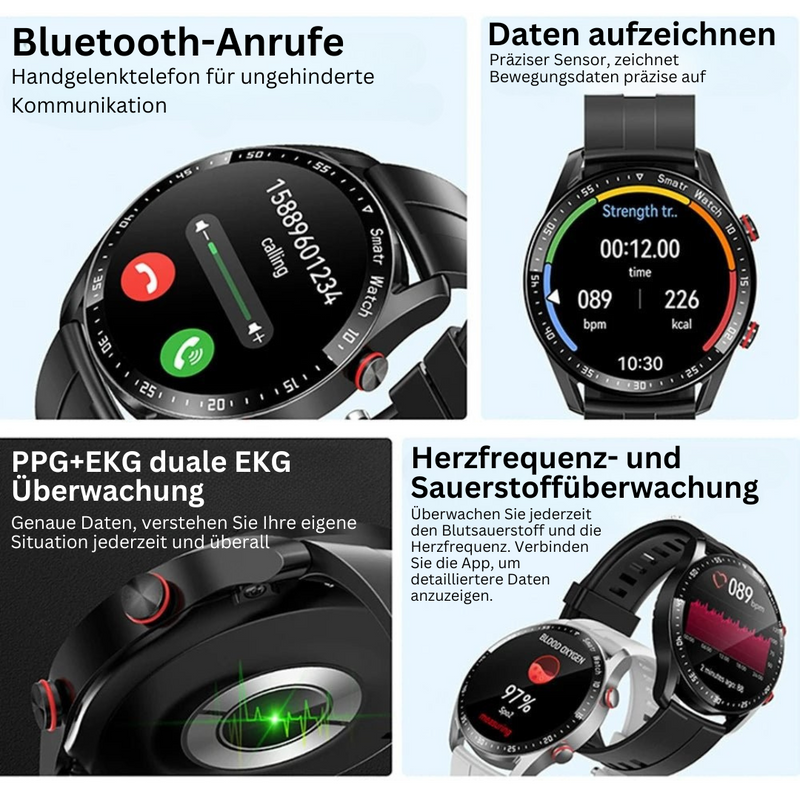 Herren Smartwatch mit Fitness-Tracker und Herzfrequenzmesser-Luzern Mode