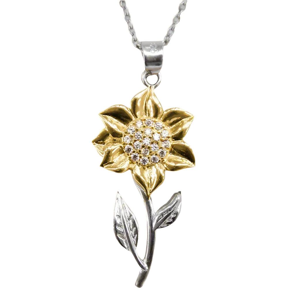 Goldene Halskette | Sonnenblumenanhänger | Vergoldetes Silber | Verstellbar-Luzern Mode