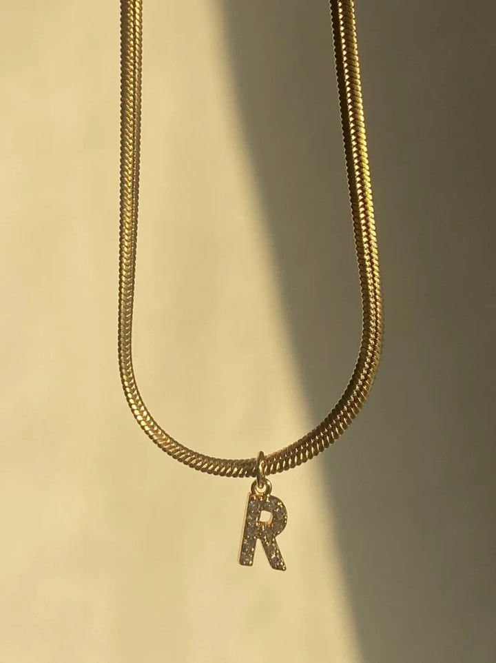 Goldene Buchstaben-Kette | Initialen Persönlich Stilvoll Langlebig Einzigartig-Luzern Mode