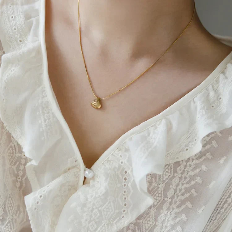 Goldene Kette | Jakobsmuschel-Anhänger Stilvoll Einzigartig Langlebig Elegant-Luzern Mode