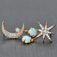 Ohrringe für Damen | Gold | Mond | Stern | Opal | Stilvoll | Elegant-Luzern Mode