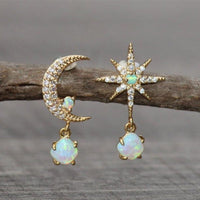 Ohrringe für Damen | Gold | Mond | Stern | Opal | Stilvoll | Elegant-Luzern Mode