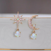 Ohrringe für Damen | Gold | Mond | Stern | Opal | Stilvoll | Elegant-Luzern Mode
