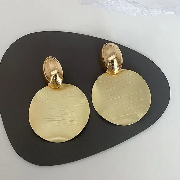 Goldene Ohrringe | Rund Anhänger Vergoldet Stilvoll Modern Einzigartig Langlebig-Luzern Mode