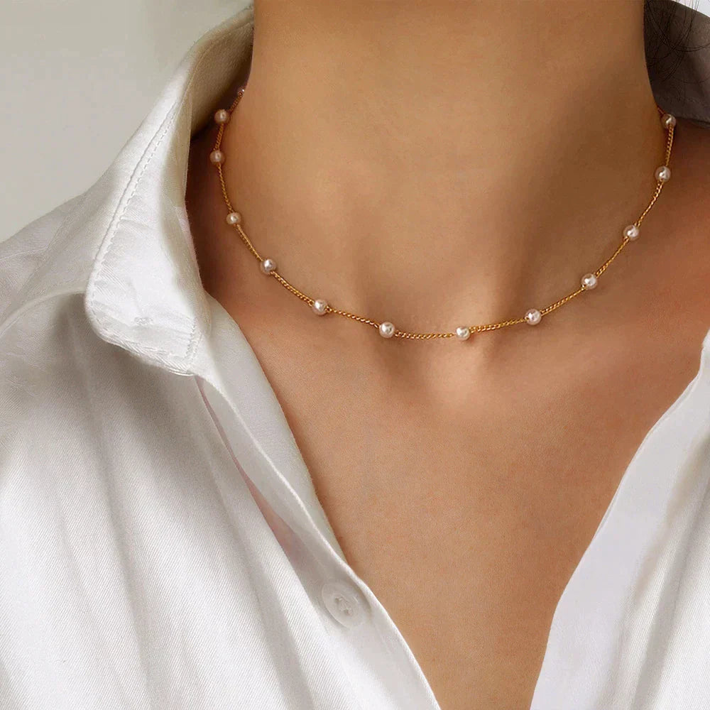 Goldene Perlenkette | Verstellbar Stilvoll Klassisch Langlebig Eleganz-Luzern Mode