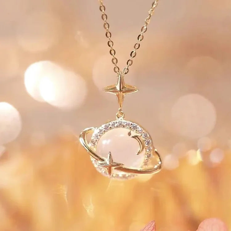 Goldene Kette | Planeten-Anhänger Stilvoll Langlebig Modern Vielseitig-Luzern Mode