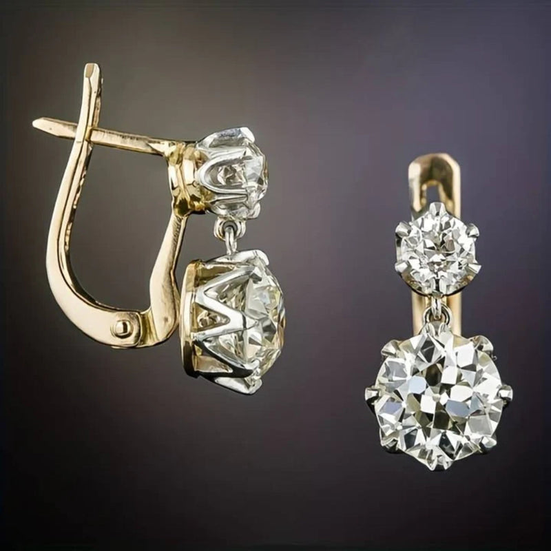Goldene Zirkonia-Ohrringe | Stilvoll Langlebig Einzigartig Vielseitig Vintage-Luzern Mode