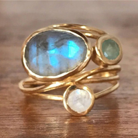 Goldener Ring | Kristalle Boho Einzigartig Stilvoll Handgefertigt Eleganz-6-Luzern Mode