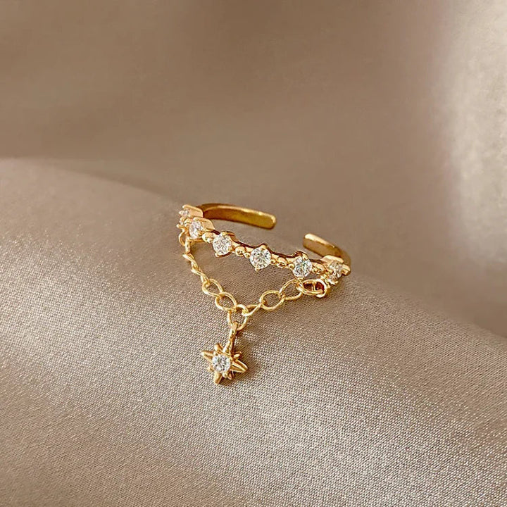 Goldener Ring | Kette Hexagram Stilvoll Einzigartig Langlebig Vielseitig-Luzern Mode