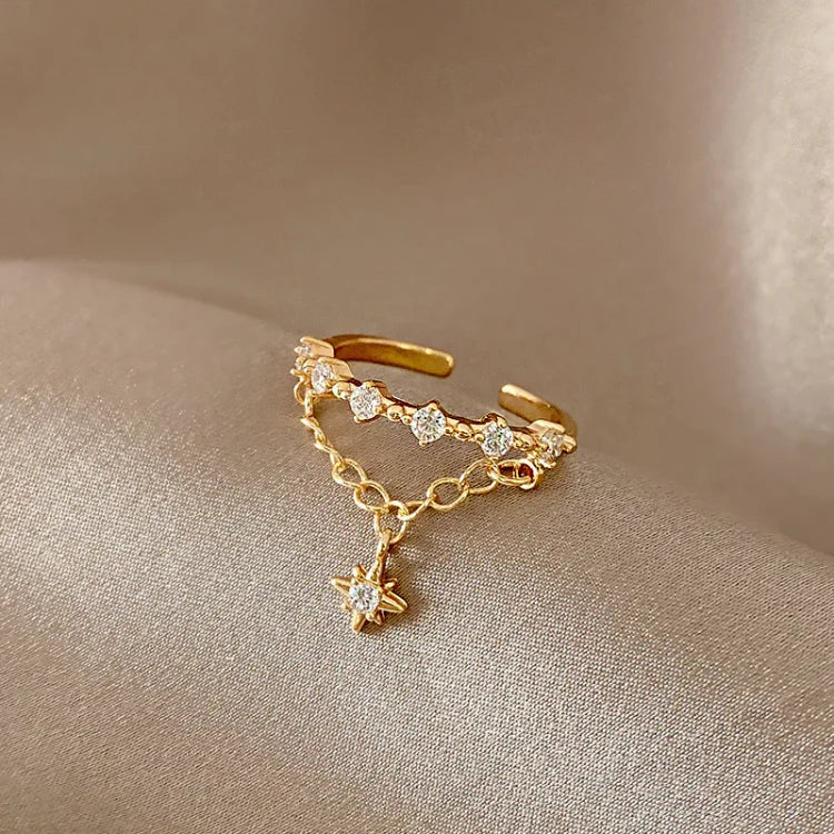 Goldener Ring | Kette Hexagram Stilvoll Einzigartig Langlebig Vielseitig-Luzern Mode